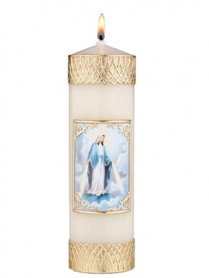 Will & Baumer Our Lady of Grace Wax Devotional Candle - Set of Two Candles