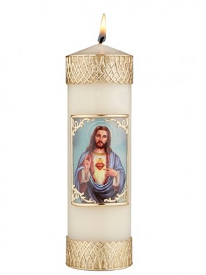 Will & Baumer Sacred Heart of Jesus Wax Devotional Candle - Set of Two Candles