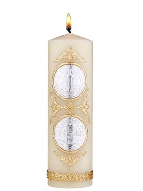 Will & Baumer Saint Benedict Wax Devotional Candle - Set of Two Candles