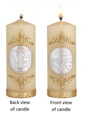Will & Baumer Saint Benedict Wax Devotional Candle - Set of Two Candles