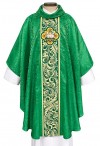 R.J. Toomey Agnus Dei Collection Green Gothic-Style Chasuble with Cowl Neck and Inner Stole