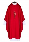 R.J. Toomey Alpha Omega Collection Red Monastic Chasuble with Cowl Neck and Inner Stole
