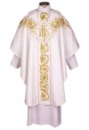 R.J. Toomey Roma Collection White Chasuble with Round Neck and Inner Stole