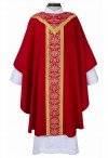 R.J. Toomey Saint Remy Collection Red Gothic-Style Chasuble with Banded Round Neck and Inner Stole