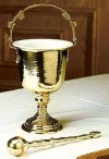 Sudbury Brass 14"H Brass Holy Water Pot with Sprinkler