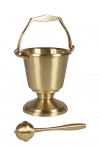Sudbury Brass 7"H Brass Holy Water Pot with Sprinkler